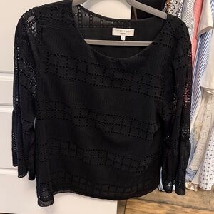 Waverly Grey Black Eyelet Blouse